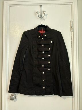 Tripp NYC Black Military-Style Band Jacket with Silver Buttons
